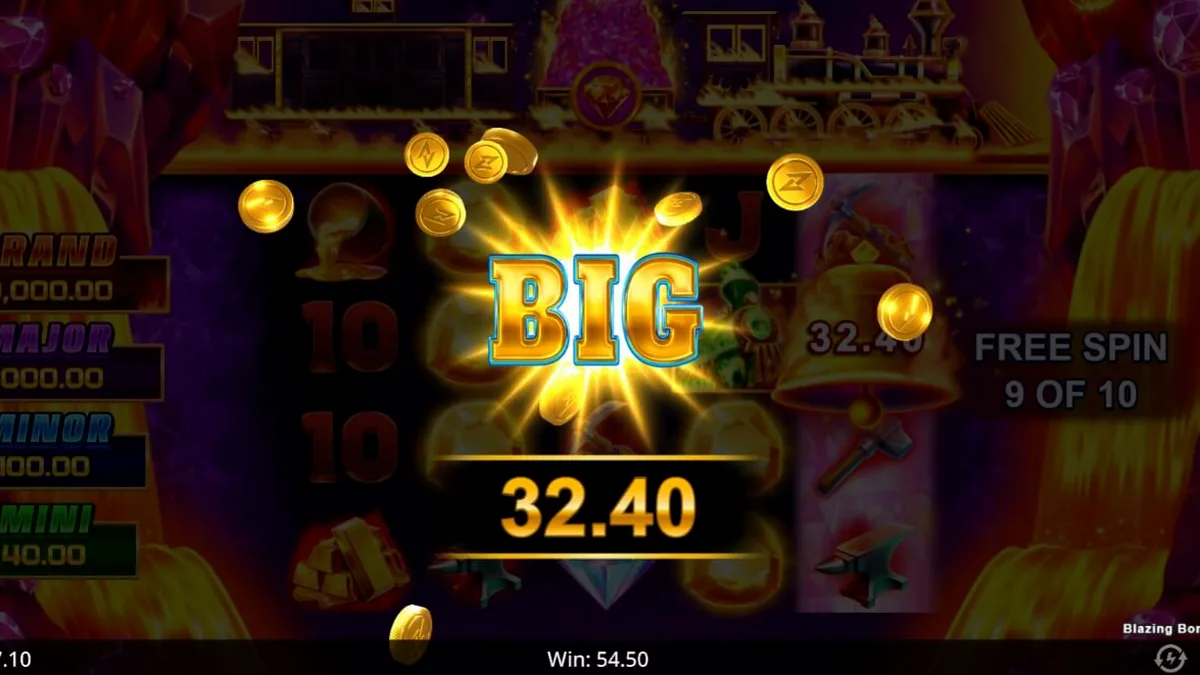 Tampilan visual slot Blazing Bonanza Rush Express dengan tema pertambangan emas.